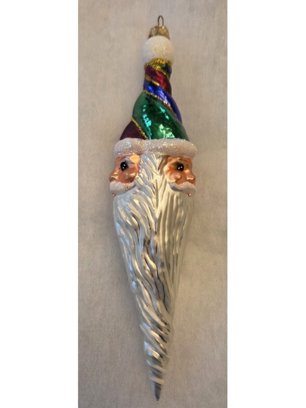 Christopher Radko 1997 Santa Enchanter 3 Face 9" Santa Icicle Glass Ornament